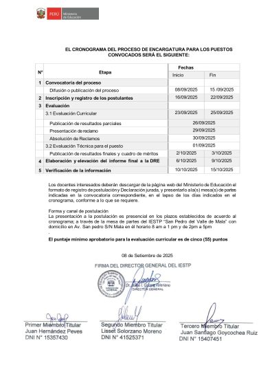 CONVOCATORIA PARA LA ENCARGATURA DE GESTORES PEDAGÓGICOS